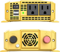 Krieger 600 Watt 12V DC to 110V AC Car Power Inverter, Modified Sine Wave, 2 Outlets, 2 USB Ports, Cigarette Lighter Plug & Clamps - ETL Approved Under UL STD 458